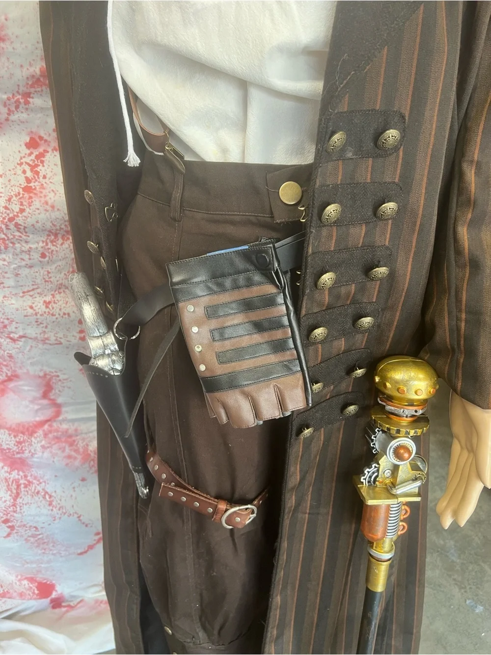 Brown Steampunk Pirate Coat Costume with Mask